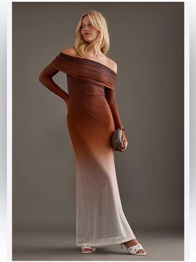 NEW Anthropologie x Bardot Saphia Mesh Maxi Dress women size XS ombre